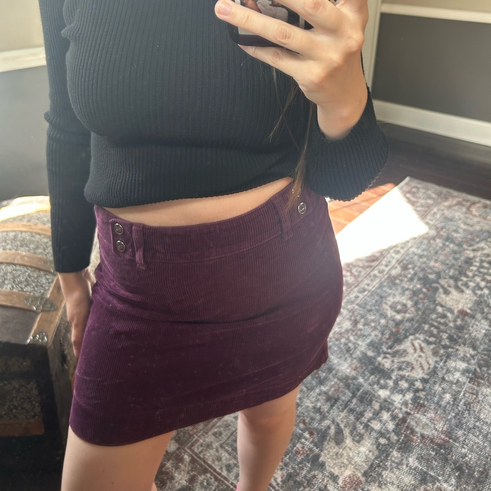 Purple Corduroy Mini Skirt
